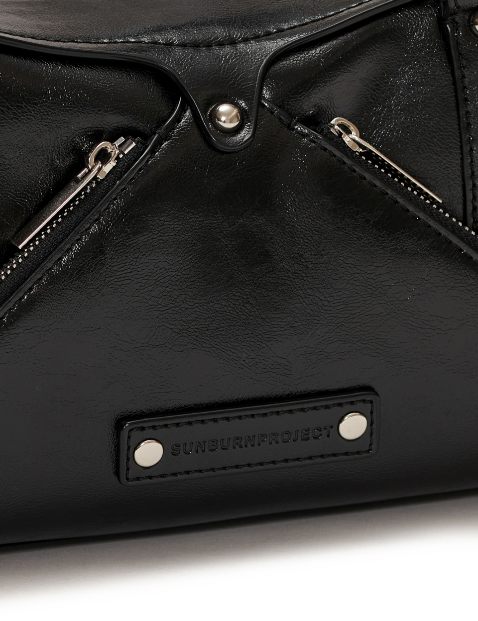 MUSINSA公式 | SUNBURN PROJECT Faux Leather Mini M.O.S Bag, BLACK
