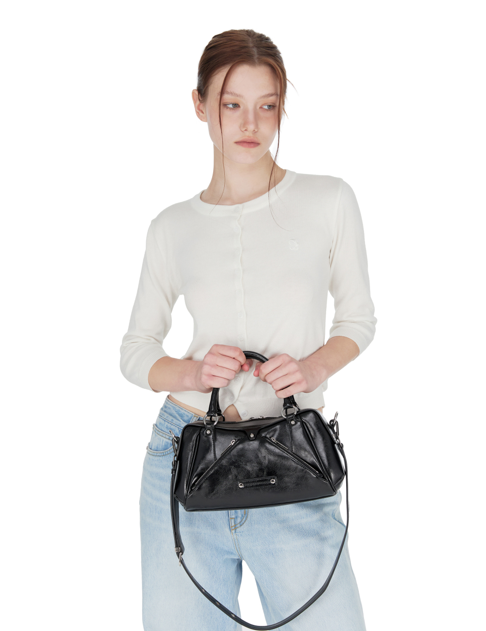 【韓国 sunburnproject】Faux Leather Mini M.O.S Bag MUSINSA | SUNBURN PROJECT Faux Leather Mini M.O.S Bag, BLACK