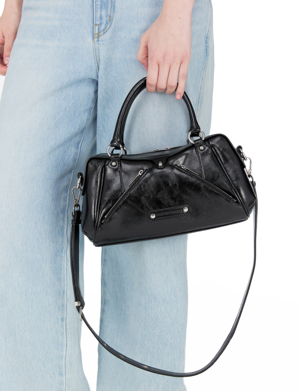 MUSINSA公式 | SUNBURNPROJECT Faux Leather Mini M.O.S Bag, BLACK