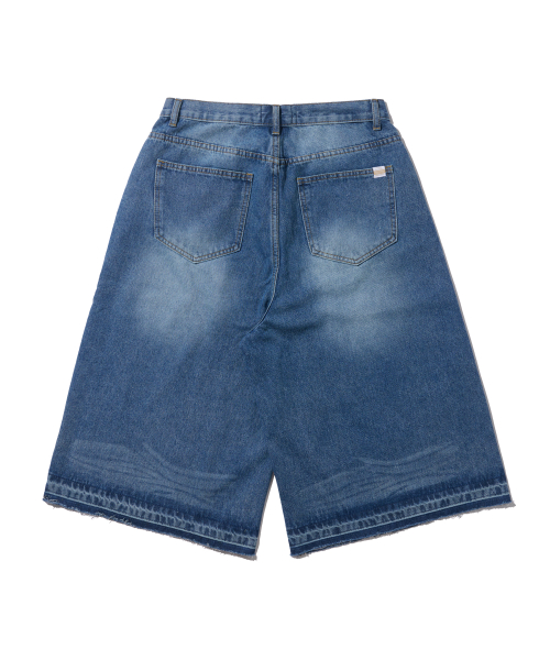 Широкие джинсовые бермуды Air Texture (Medium Blue)