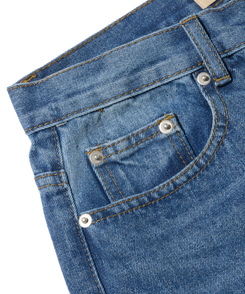 Широкие джинсовые бермуды Air Texture (Medium Blue)