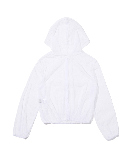 Прозрачная блузка-худи в горошек (White)
