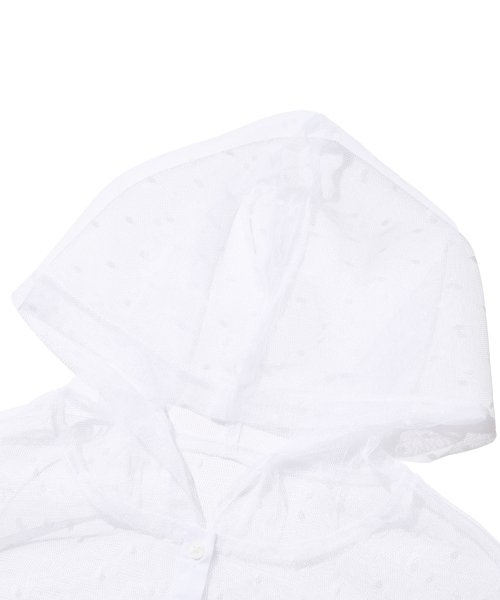 Прозрачная блузка-худи в горошек (White)