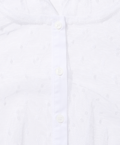 Прозрачная блузка-худи в горошек (White)