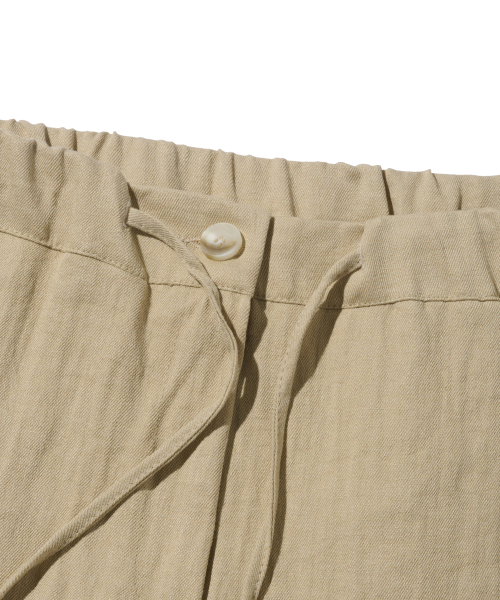Свободные брюки из льна на резинке (Beige)