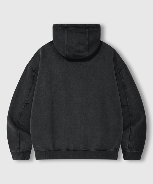 VINTAGE пигмент 2WAY оверсайз капюшон ZIP-UP [CHARCOAL]