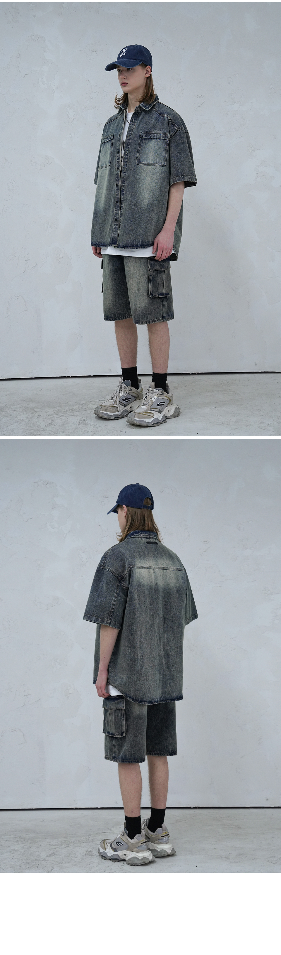 MUSINSA | AVANDRESS Wide Cargo Half Denim Pants - 4COL