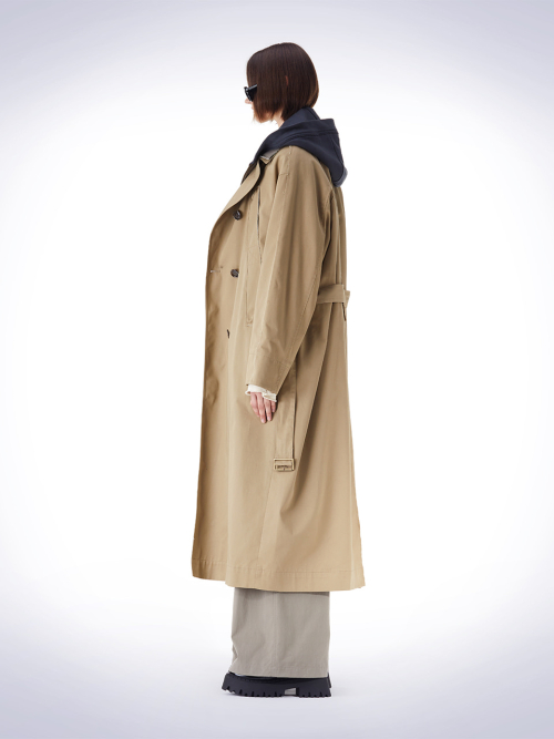 DETACHABLE HOODY TRENCH COAT бежевый