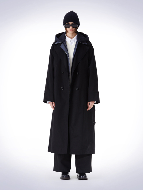 DETACHABLE HOODY TRENCH COAT чёрный