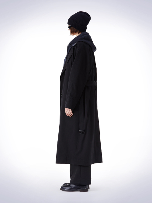 DETACHABLE HOODY TRENCH COAT чёрный