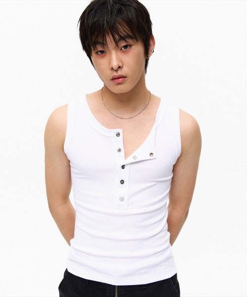 CUT OFF SNAP SLEEVELESS - белый