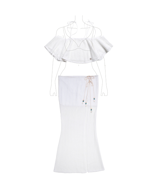 Топ с открытыми плечами Sunset Cozy White