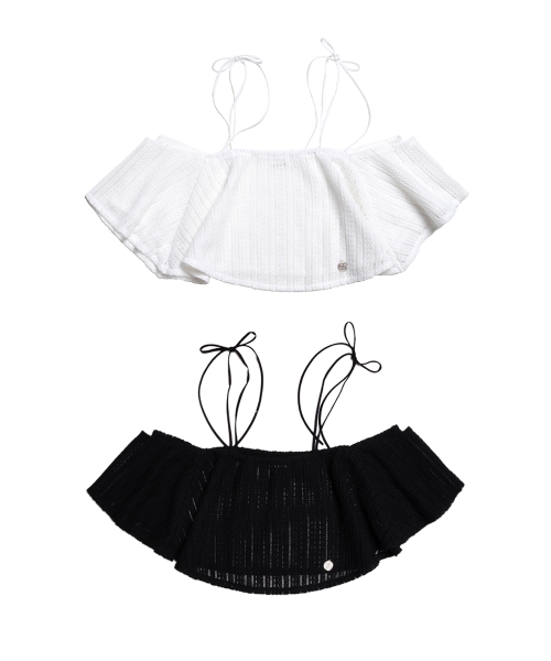Топ с открытыми плечами Sunset Cozy White
