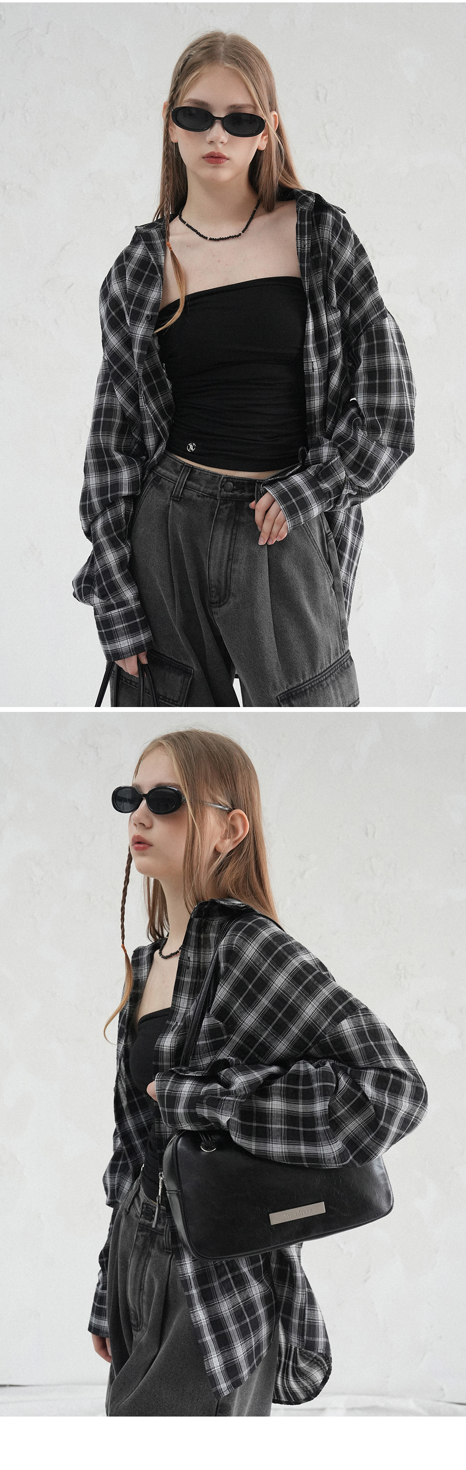 MUSINSA | AVANDRESS Smith Overfit Check Shirt WHITE