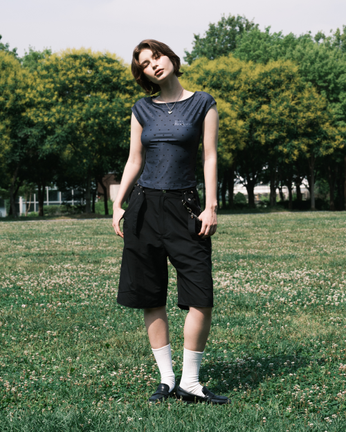 Boat Neck Sleeveless топ (Heart Dot)