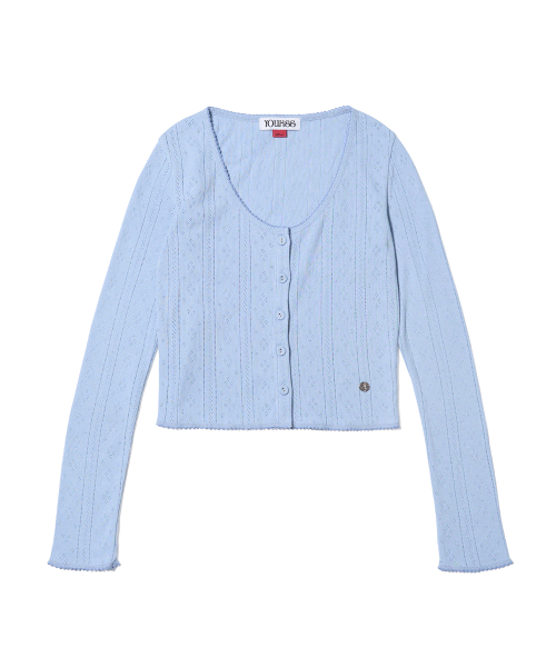 EYELET CARDIGAN LIGHT BLUE