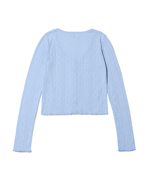EYELET CARDIGAN LIGHT BLUE