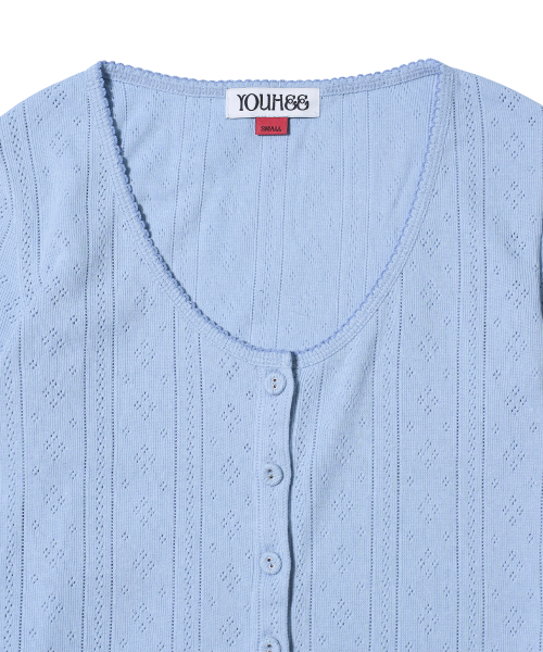 EYELET CARDIGAN LIGHT BLUE