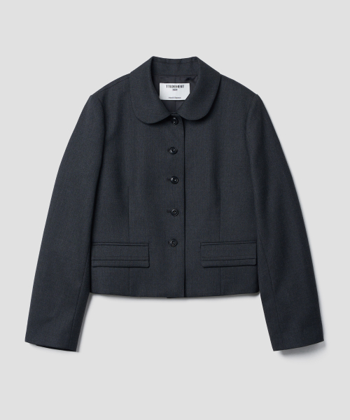 ROUND воротник CROPPED JACKET_CHARCOAL