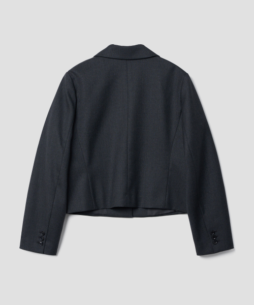 ROUND воротник CROPPED JACKET_CHARCOAL