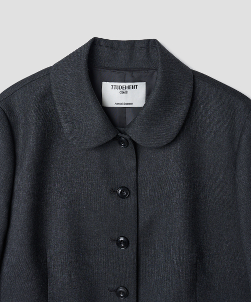 ROUND воротник CROPPED JACKET_CHARCOAL