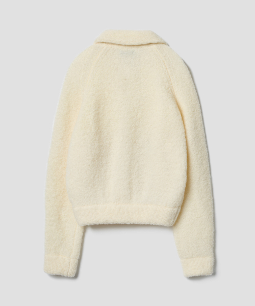 BOUCLE COLLAR KNIT JACKET CREAM