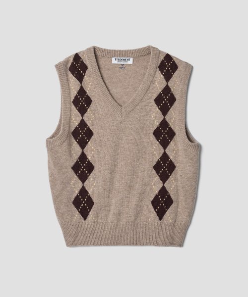 MUTED ARGYLE VEST бежевый