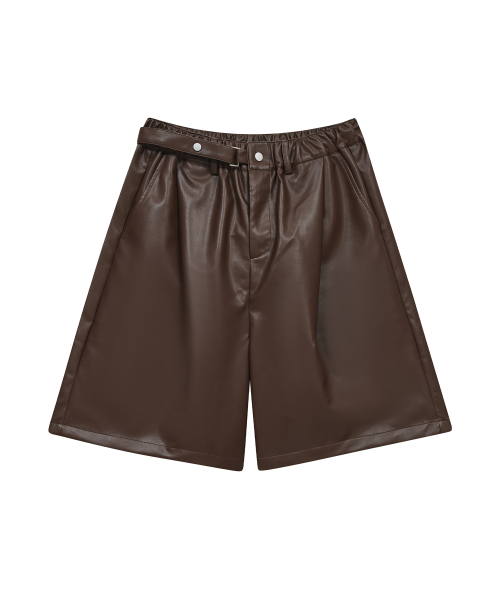 Кожаные шорты бермуды 87-STAN234 с ремнем Brown