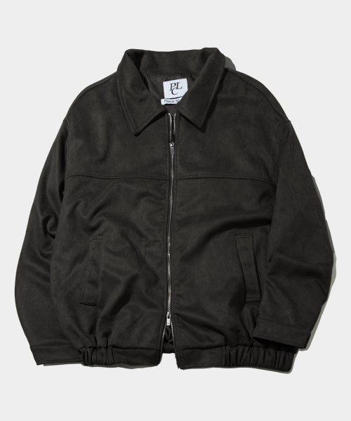 Свободная замшевая куртка со швами Minimal Washed [Black]