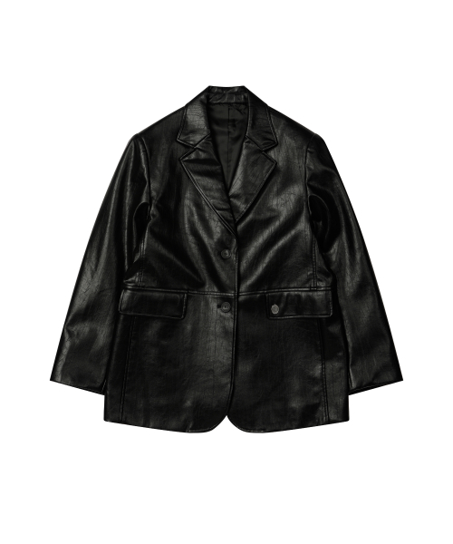 Оверсайз блейзер Urban из кожи [BLACK]