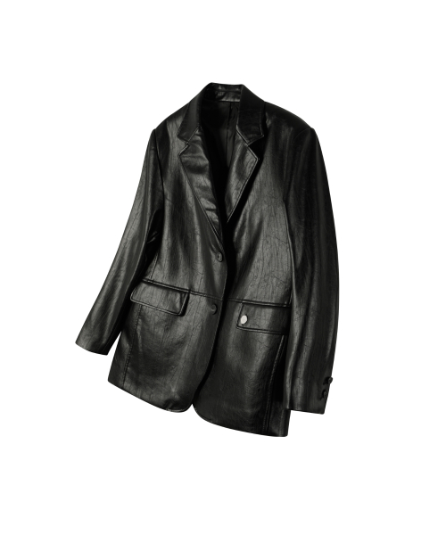 Оверсайз блейзер Urban из кожи [BLACK]