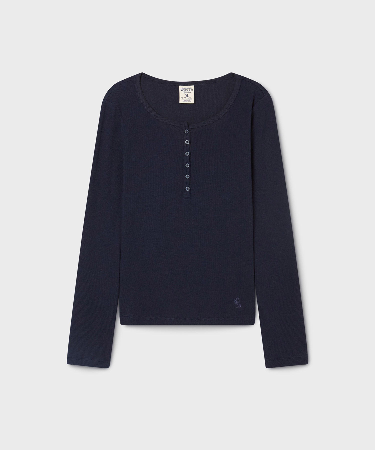 Ribbed Henry Neck длинный рукав T-shirt / WHLAG2322F