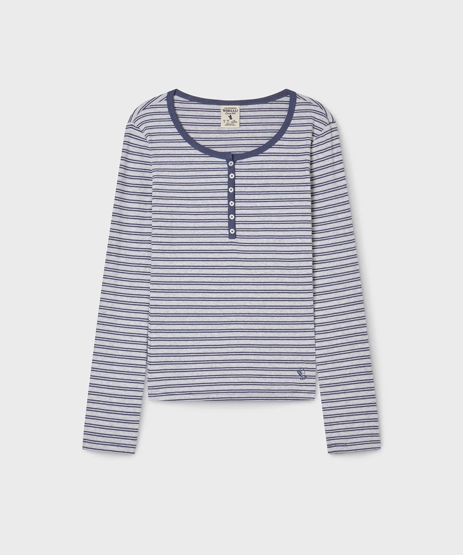 Ribbed Henry Neck длинный рукав T-shirt / WHLAG2322F