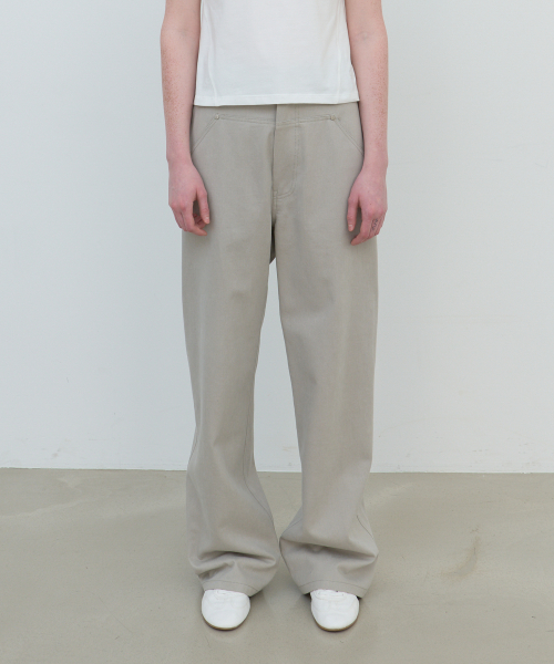 Свободные хлопковые брюки с карманами - Beige
