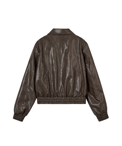 FAUX LEATHER BLOUSON - BROWN