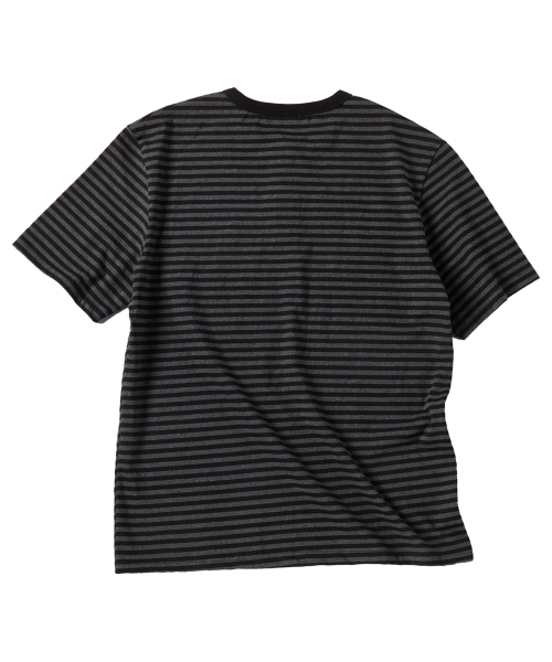 Untitled Starrynight Stripe Henley Neck Short Sleeve чёрный Charcoal