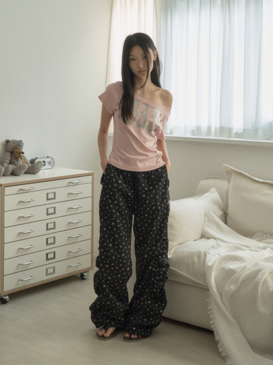 ★SETUP-EXE★BABY WIDE NECK TOP / PINK★正規品/韓国送料込 SETUP‐EXE】BABY WIDE NECK TOP / 【セットアップエグゼ