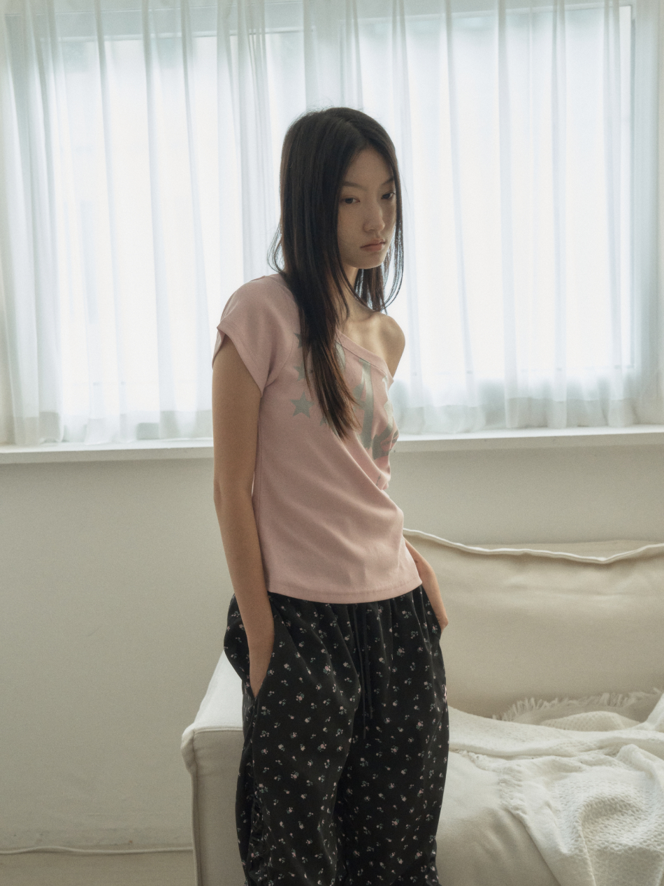 ★SETUP-EXE★BABY WIDE NECK TOP / PINK★正規品/韓国送料込 셋업이엑스이 BABY WIDE NECK TOP / PINK - 위시버킷