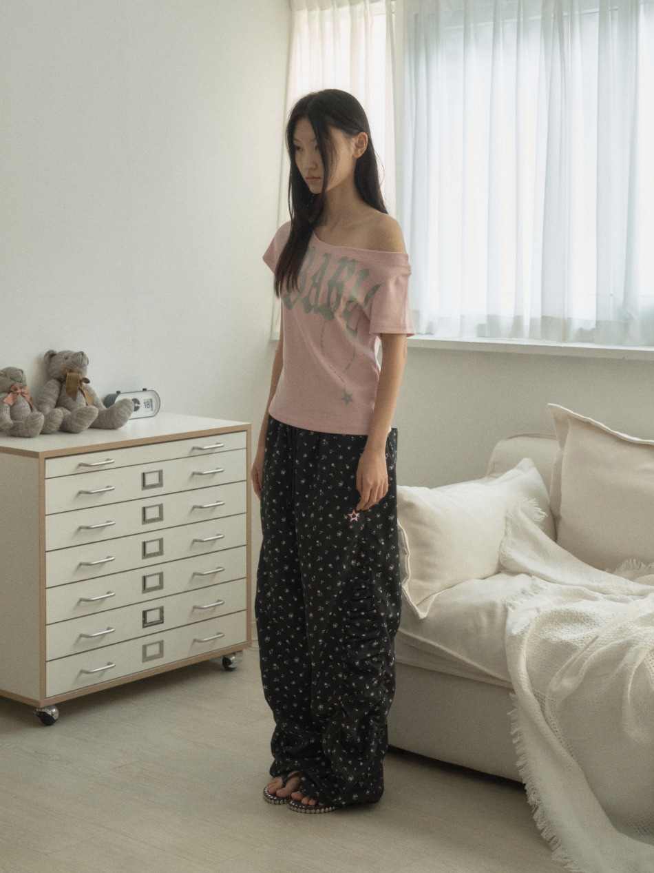 ★SETUP-EXE★BABY WIDE NECK TOP / PINK★正規品/韓国送料込 SETUP‐EXE】BABY WIDE NECK TOP / 【セットアップエグゼ