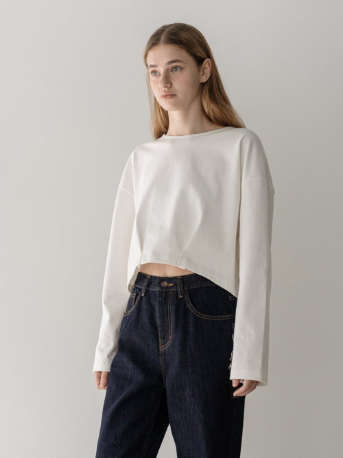 Crop хлопок pintuck футболка - ivory