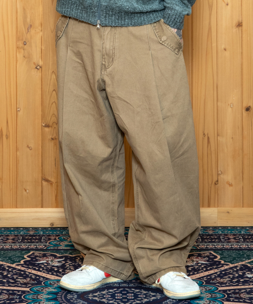 Свободные хлопковые брюки с эффектом стирки XP306 (BEIGE)