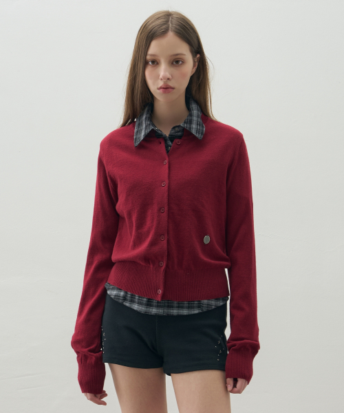 Базовый круглый кардиган с логотипом [BURGUNDY]
