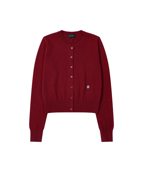 Базовый круглый кардиган с логотипом [BURGUNDY]