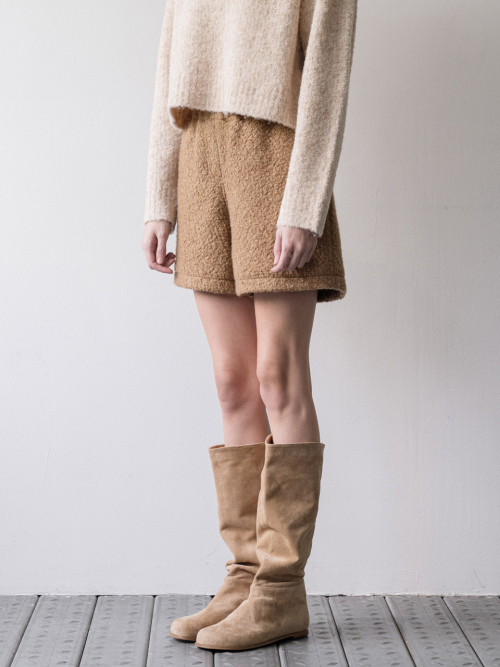 Boucle шерстяной short брюки - бежевый