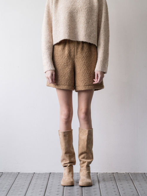 Boucle шерстяной short брюки - бежевый