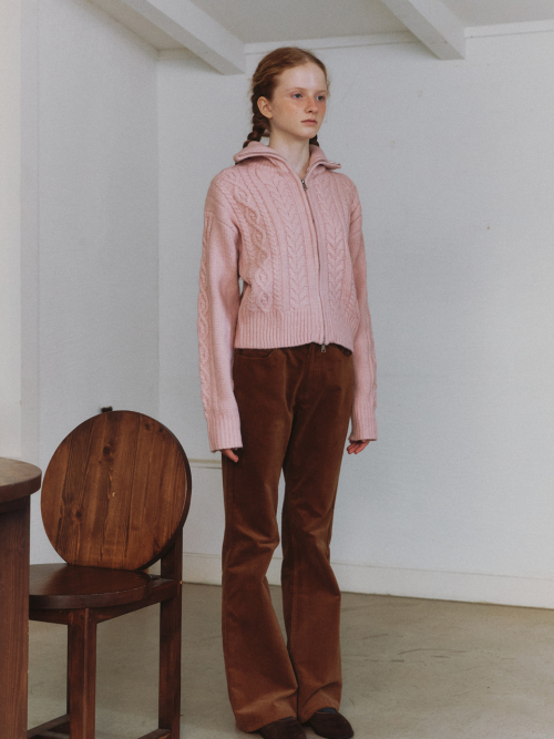 шерстяной two way zipup knit кардиган - серый