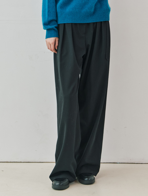 Pintuck belted wide брюки - чёрный