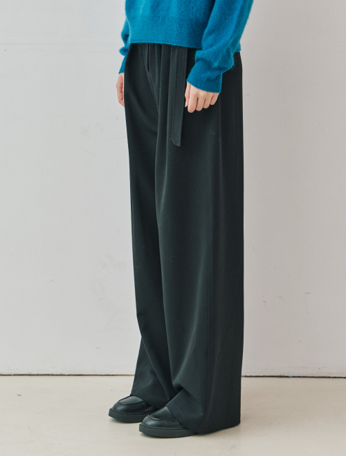 Pintuck belted wide брюки - чёрный