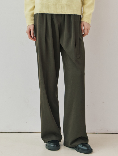Pintuck belted wide брюки - коричневый