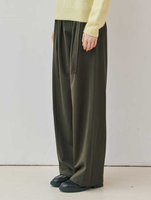 Pintuck belted wide брюки - коричневый